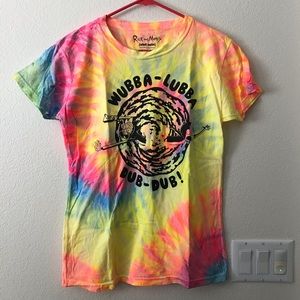 Hot Topic Rick & Morty Neon Tie-Dye Shirt - Sz XL